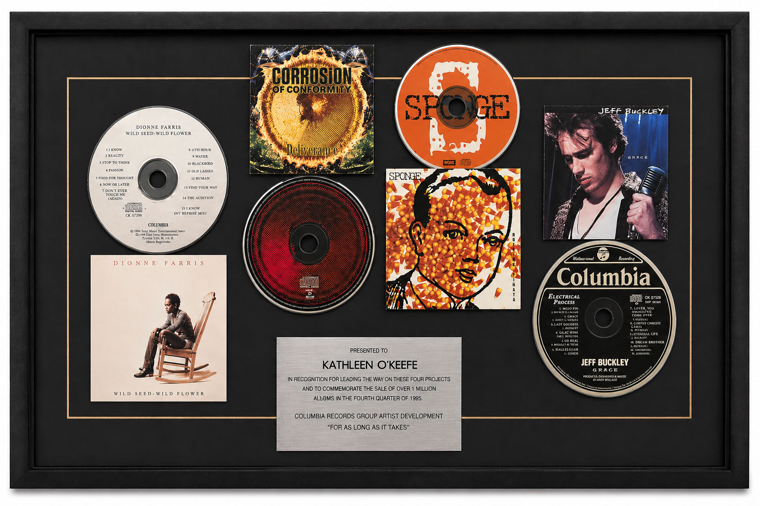 Columbia Records Group plaque for For As Long As It Takes Q4 1995